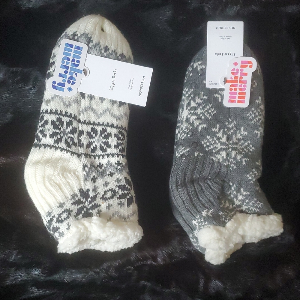 Nordstrom Knit Socks - Cream and Gray